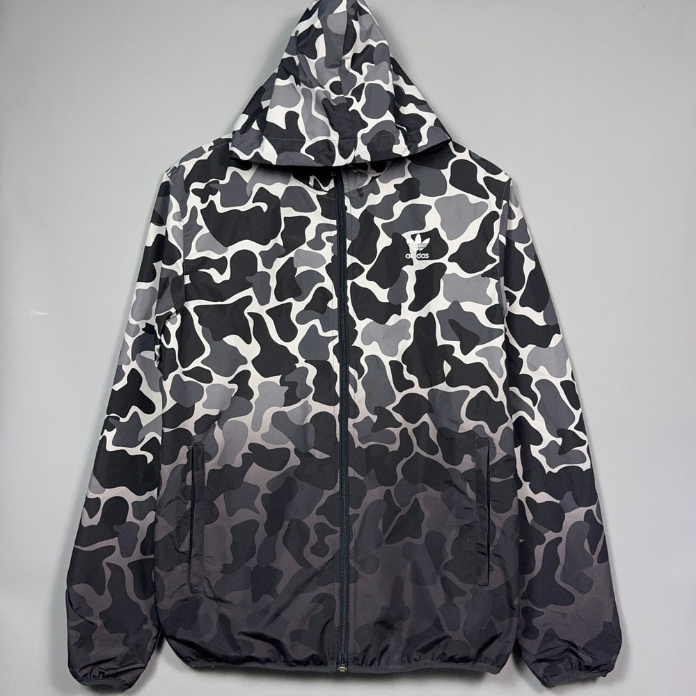 Adidas Camo Windbreaker Jacket Mens Small Full Zip Streetwear Hiking Gorpcore